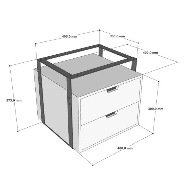 Tủ treo bàn 2 ngăn 40x30x37cm gỗ cao su TCN68073