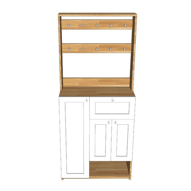 Tủ hành lang 80x35x180cm gỗ cao su  THL001