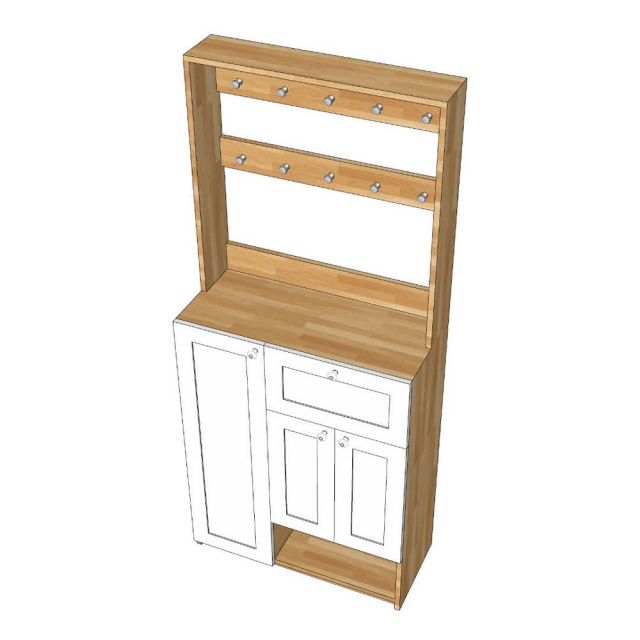 Tủ hành lang 80x35x180cm gỗ cao su  THL001