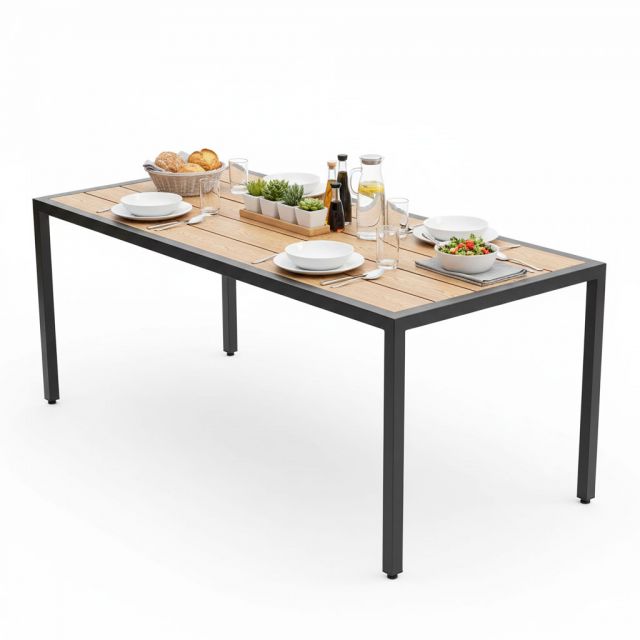 Bàn chữ nhật ngoài trời 180x80cm gỗ nhựa vân 3D BNT011