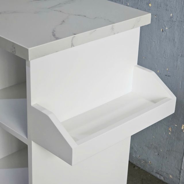 Bàn đảo bếp di động 106x40x85cm gỗ cao su mặt đá KISL006