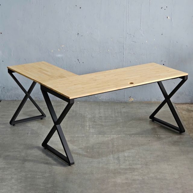 Bàn góc chữ L 160x140cm gỗ cao su hệ XConcept HBXC053
