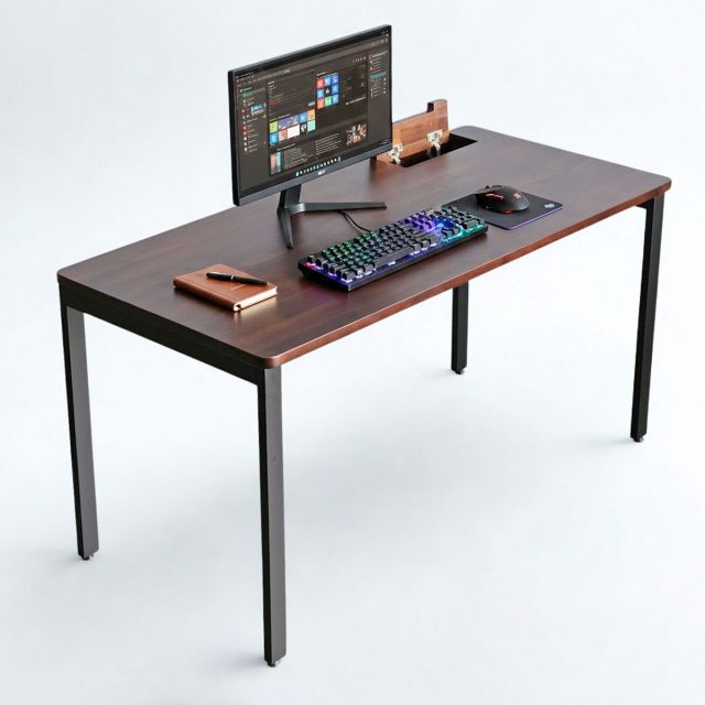 Bàn làm việc có hộp điện 140x70cm gỗ tràm HBRT116