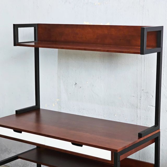 Bàn liền kệ sách có ngăn kéo 120x60x150cm gỗ cao su FD68076