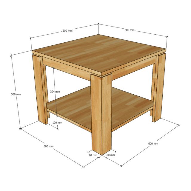 Bàn sofa vuông 60x60cm gỗ otim veneer sồi TT68332