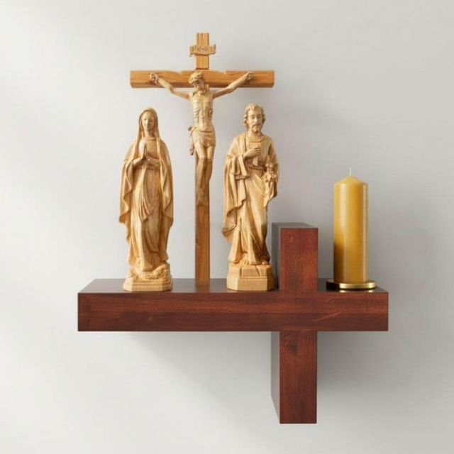 Bàn thờ hình thánh giá gỗ cao su BTHG001