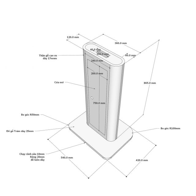Trụ để biển quảng cáo gỗ cao su TGQC001