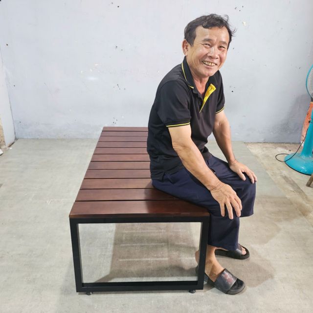 Ghế băng dài 120x60x45cm gỗ cao su GBD057