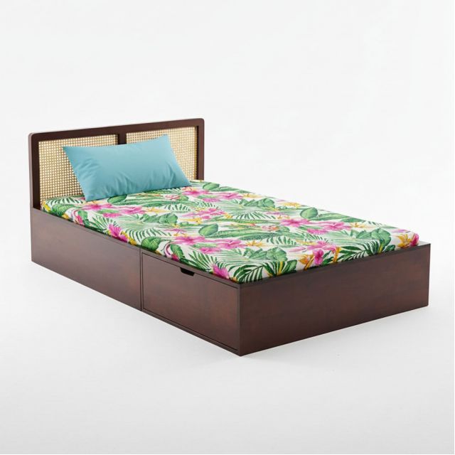 Giường đơn 203x120x75cm gỗ cao su GN68053