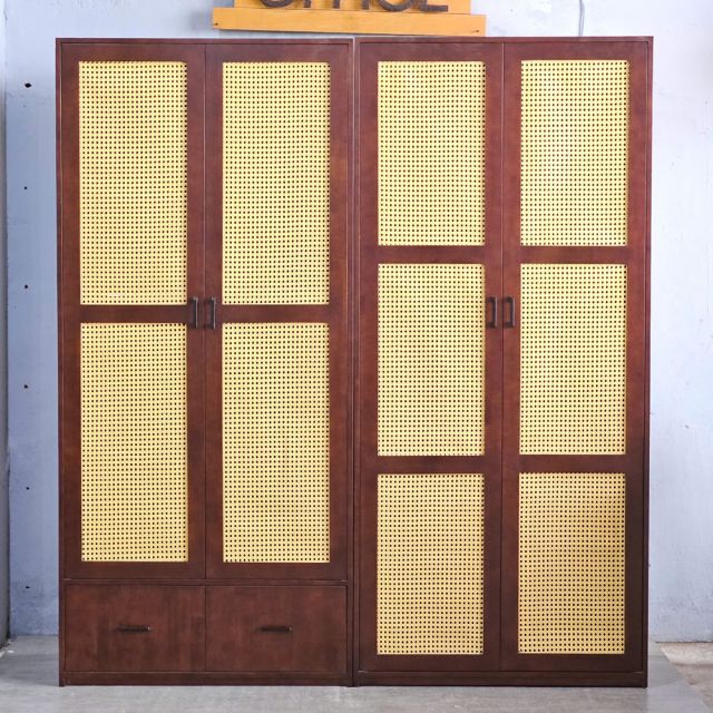 Hệ tủ quần áo 200x55x200cm gỗ cao su TQA6807