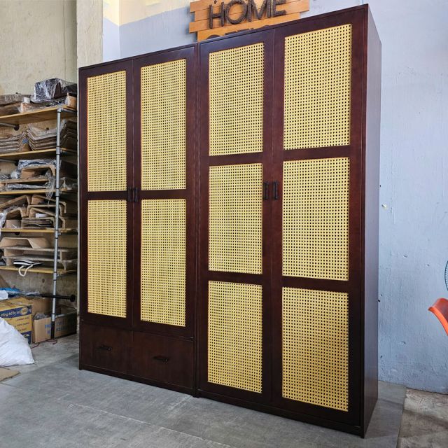 Hệ tủ quần áo 200x55x200cm gỗ cao su TQA6807