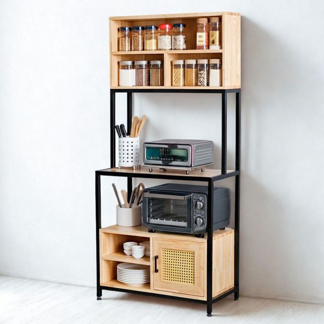 Kệ bếp đa năng 80x40x160cm gỗ cao su KB68072