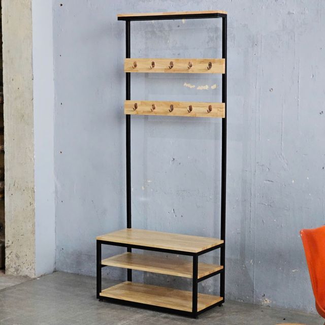 Kệ giày kết hợp giá treo đồ 80x40x196 gỗ cao su KG68096