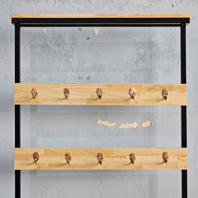 Kệ giày kết hợp giá treo đồ 80x40x196 gỗ cao su KG68096