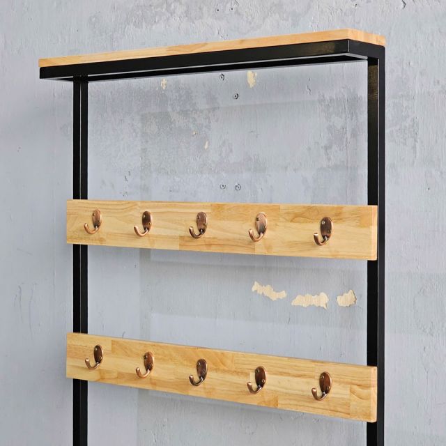 Kệ giày kết hợp giá treo đồ 80x40x196 gỗ cao su KG68096