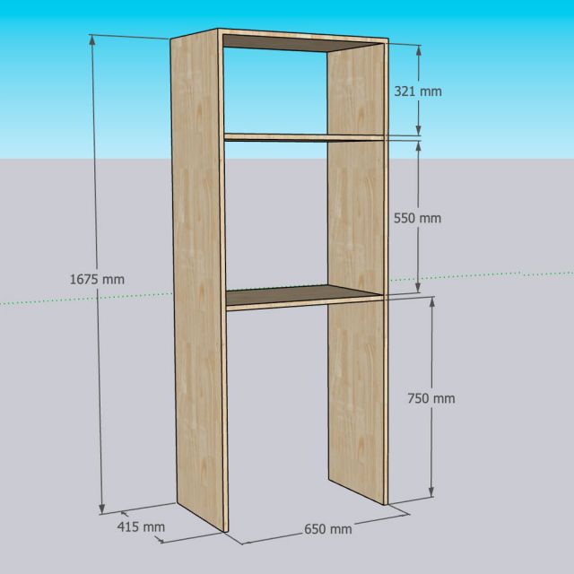 Kệ máy giặt 3 tầng 65x41x168cm gỗ cao su KMG68025