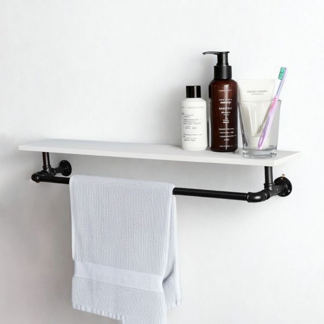 Giá treo khăn ống nước 110x20cm gỗ cao su KPT68044