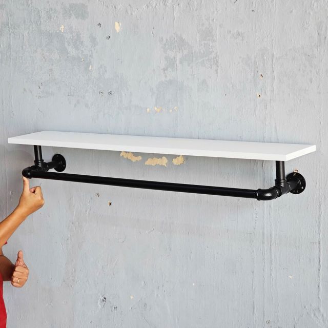 Giá treo khăn ống nước 110x20cm gỗ cao su KPT68044