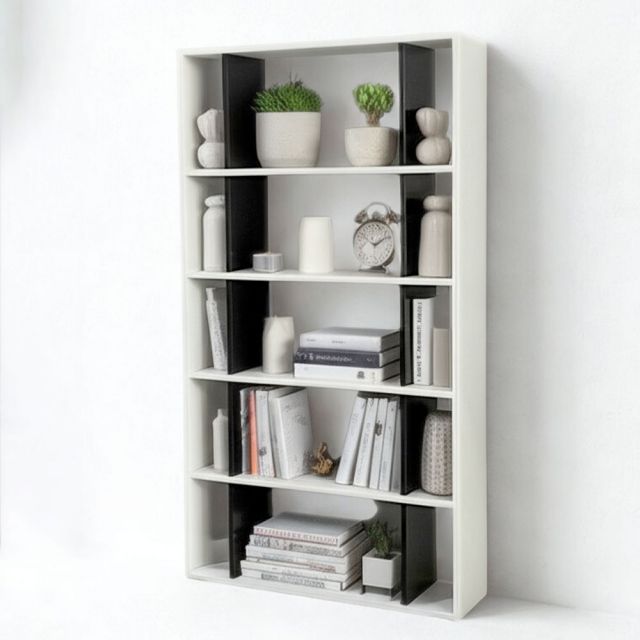 Kệ sách 5 tầng 90x25x160cm gỗ cao su KS68338