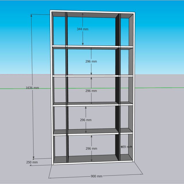 Kệ sách 5 tầng 90x25x160cm gỗ cao su KS68338