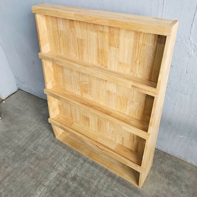 Kệ để sách mầm non gỗ cao su màu tự nhiên KGS013