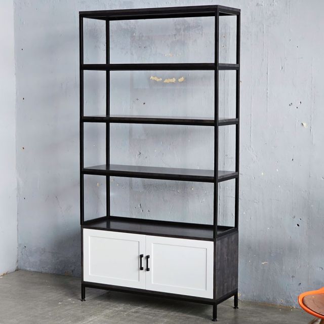 Kệ trưng bày có ngăn tủ 100x35x190cm gỗ cao su KS68273