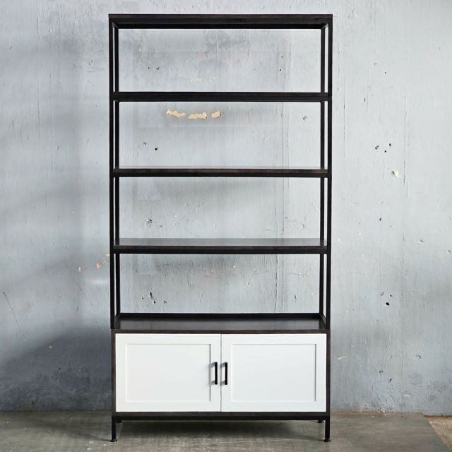 Kệ trưng bày có ngăn tủ 100x35x190cm gỗ cao su KS68273