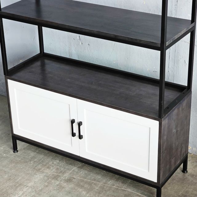 Kệ trưng bày có ngăn tủ 100x35x190cm gỗ cao su KS68273