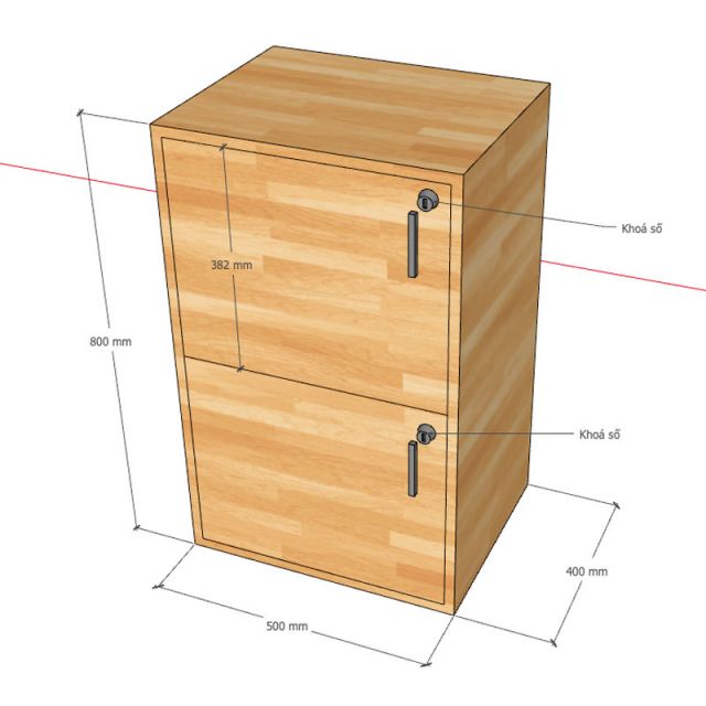 Tủ cá nhân khóa ren số 40x50x80cm gỗ cao su THSL011