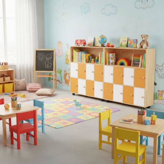 Modul Tủ Cho Trẻ Mầm Non Gỗ Tự Nhiên TK210