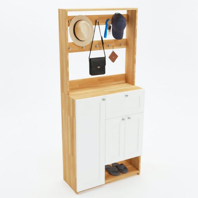 Tủ hành lang 80x35x180cm gỗ cao su  THL001