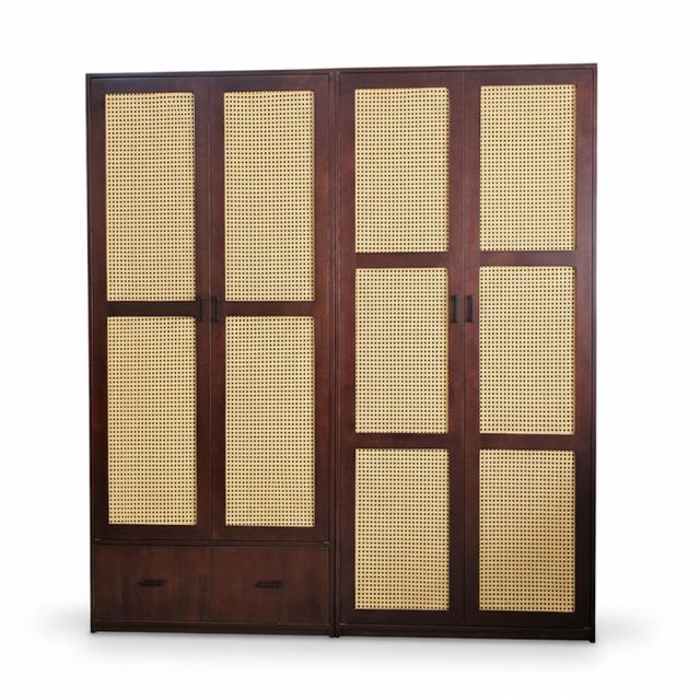 Hệ tủ quần áo 200x55x200cm gỗ cao su TQA6807