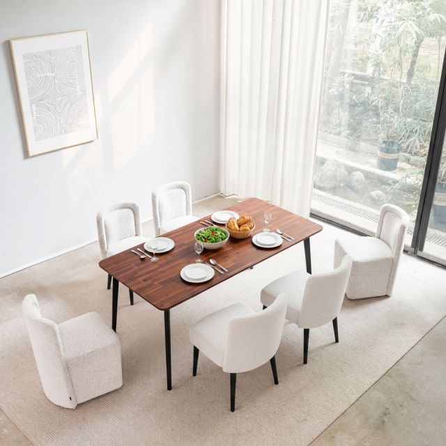 Bàn ăn chữ nhật 160x80cm gỗ tràm chân sắt lắp ráp BA68169