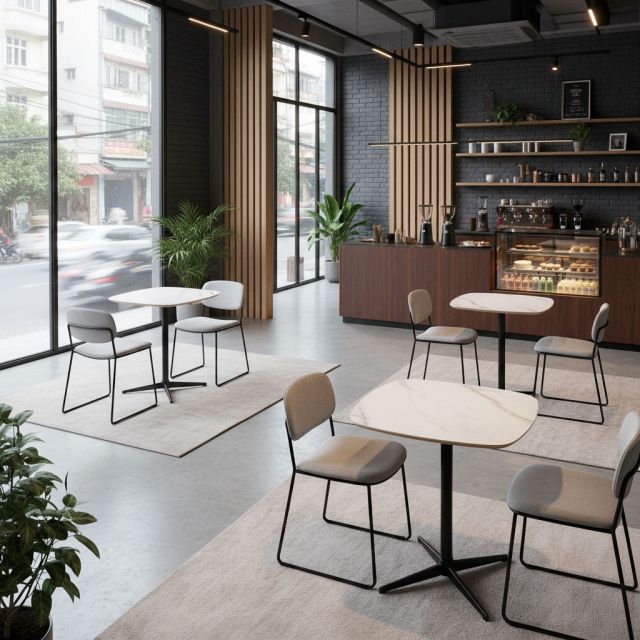 Bàn cafe 60x60cm gỗ plywood vân giả đá CFD68276