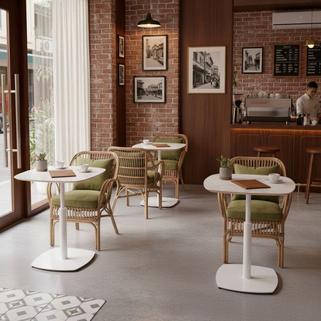 Bàn cafe 60x60cm gỗ plywood vân giả đá CFD68275