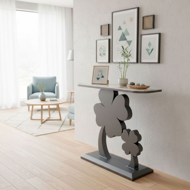 Bàn console DOULUCK 120x30x85cm mặt đá chân sắt CST070