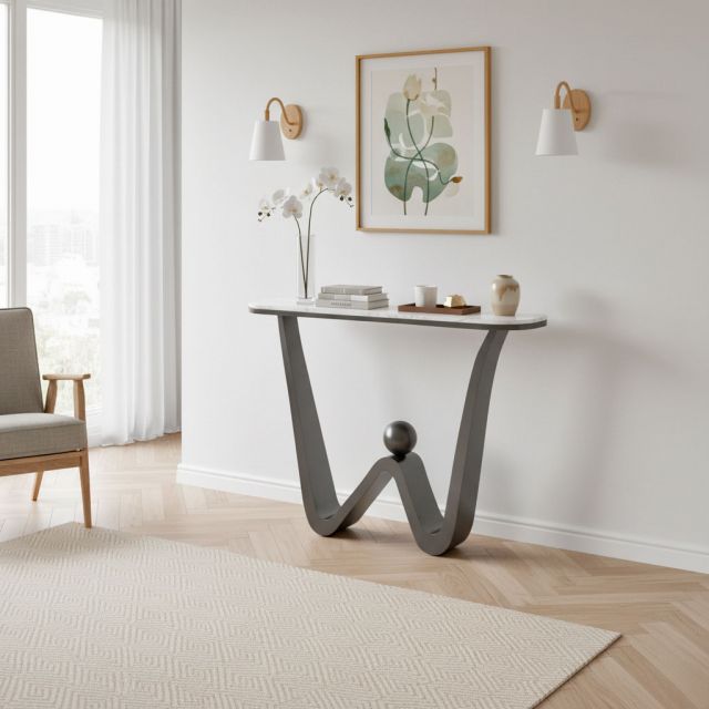 Bàn console 120x30x85cm mặt đá chân sắt sơn tĩnh điện CST072