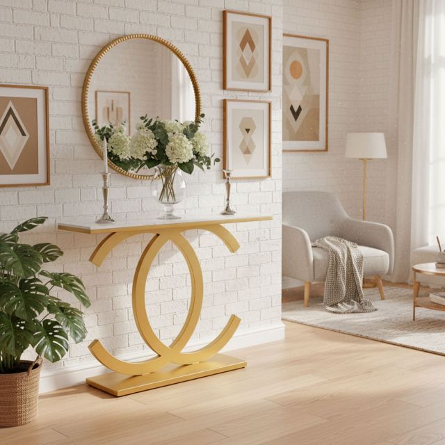 Bàn console 120x30x85cm mặt đá vân mây chân sắt CST076