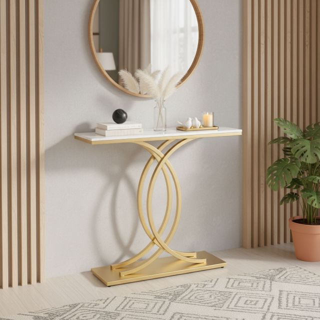 Bàn console XECI mặt đá khung sắt CST053