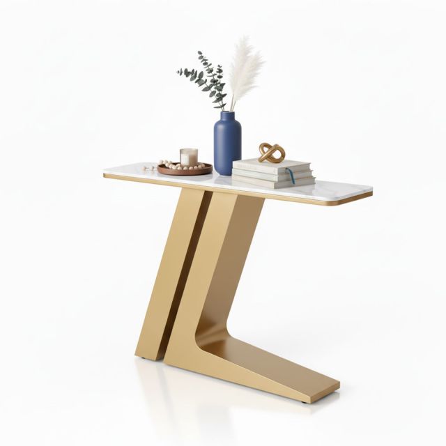 Bàn console 120x30x85cm mặt đá vân mây chân sắt CST075