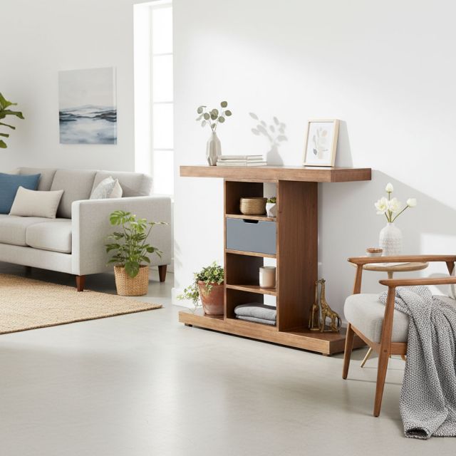 Bàn trang trí phòng khách có ngăn kéo 110x30x85cm gỗ cao su CST063