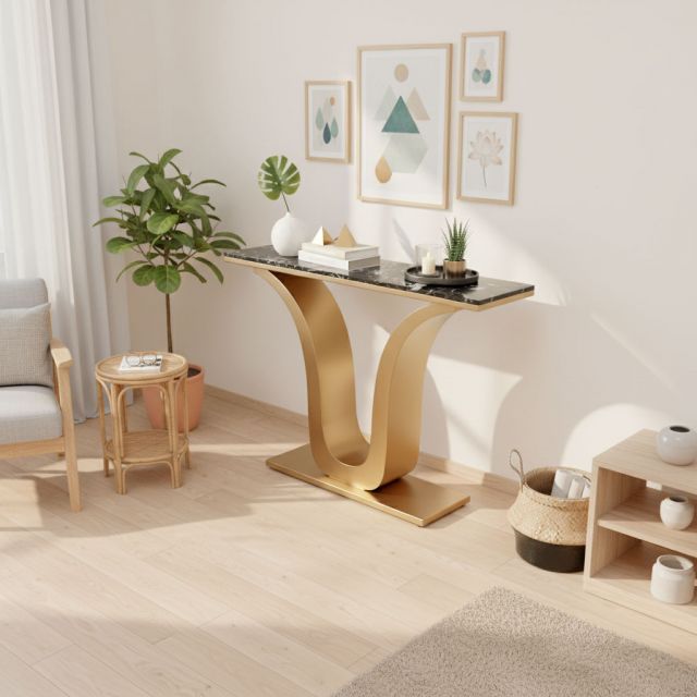 Bàn console 120x30x85cm mặt đá chân sắt CST059