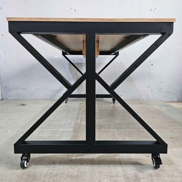 Bàn họp di động 160x80cm gỗ plywood chân chữ K FOS020