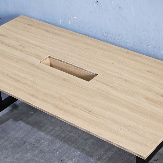 Bàn họp di động 160x80cm gỗ plywood chân chữ K FOS020