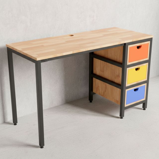 Bàn học liền chân tủ 120x50cm gỗ cao su BD68161