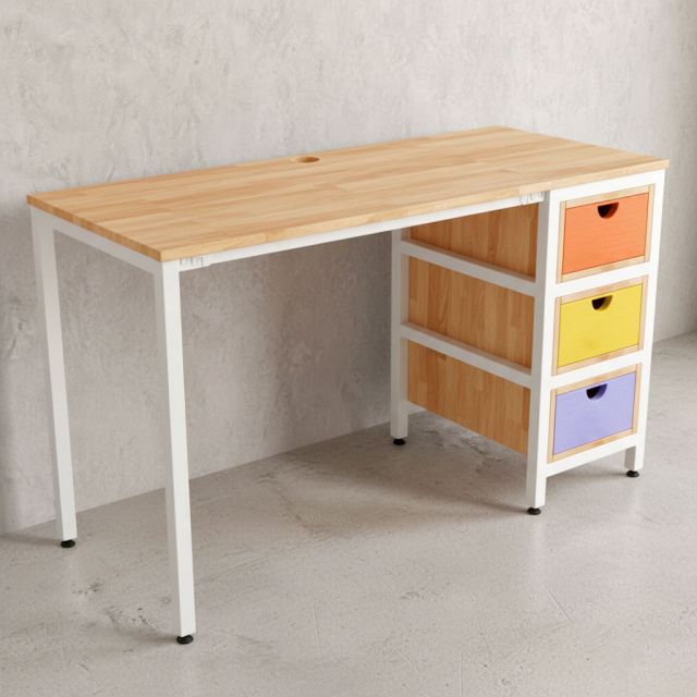Bàn học liền chân tủ 120x50cm gỗ cao su BD68161