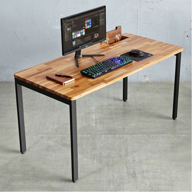 Bàn làm việc có hộp điện 140x70cm gỗ tràm HBRT116