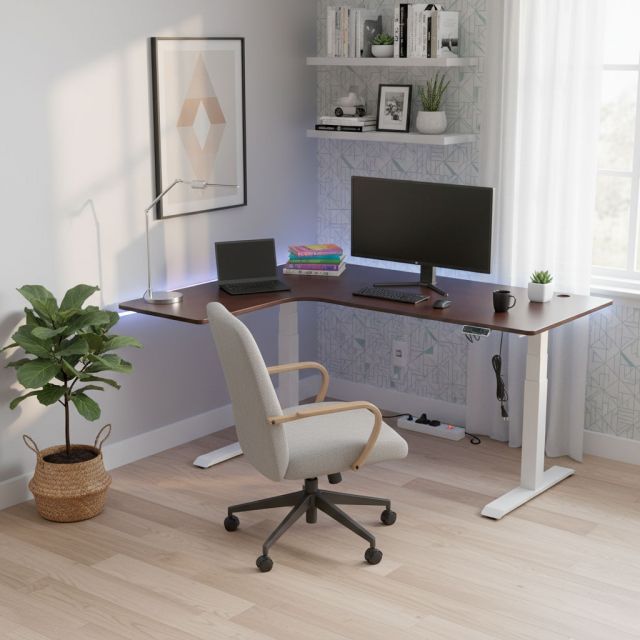 Bàn FlexiCorner 110x160cm gỗ cao su 2 khớp chỉnh điện HO2A3S_A1