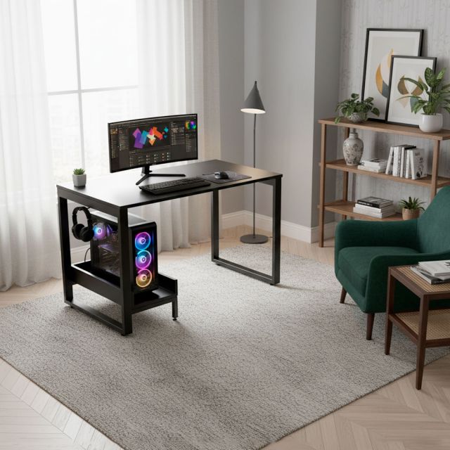 Bàn máy tính liền kệ 120x60cm gỗ cao su COD68065