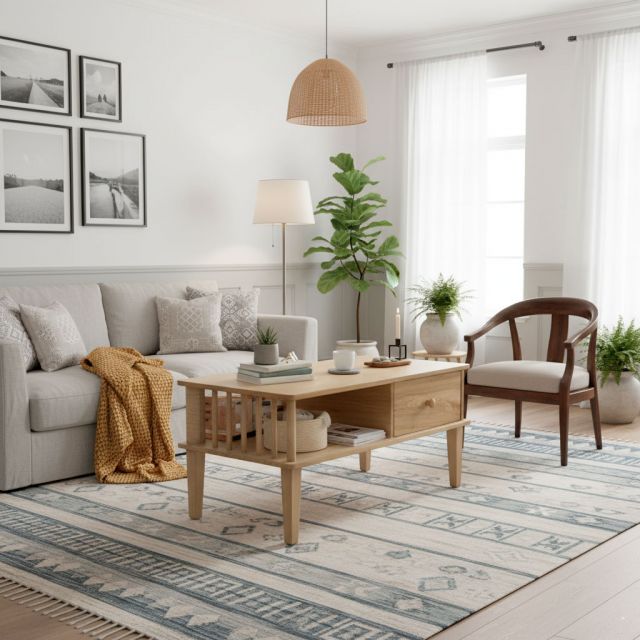 Bàn sofa chữ nhật có ngăn kéo 100x50cm gỗ tần bì TT68261